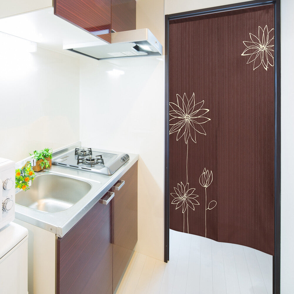 日式門簾|簡約線條花朵 加長版-家居佈置-COSMOS-七時雜貨 700zakka