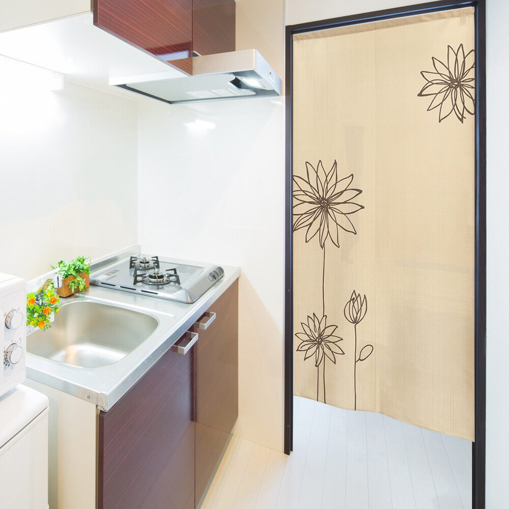 日式門簾|簡約線條花朵 加長版-家居佈置-COSMOS-七時雜貨 700zakka