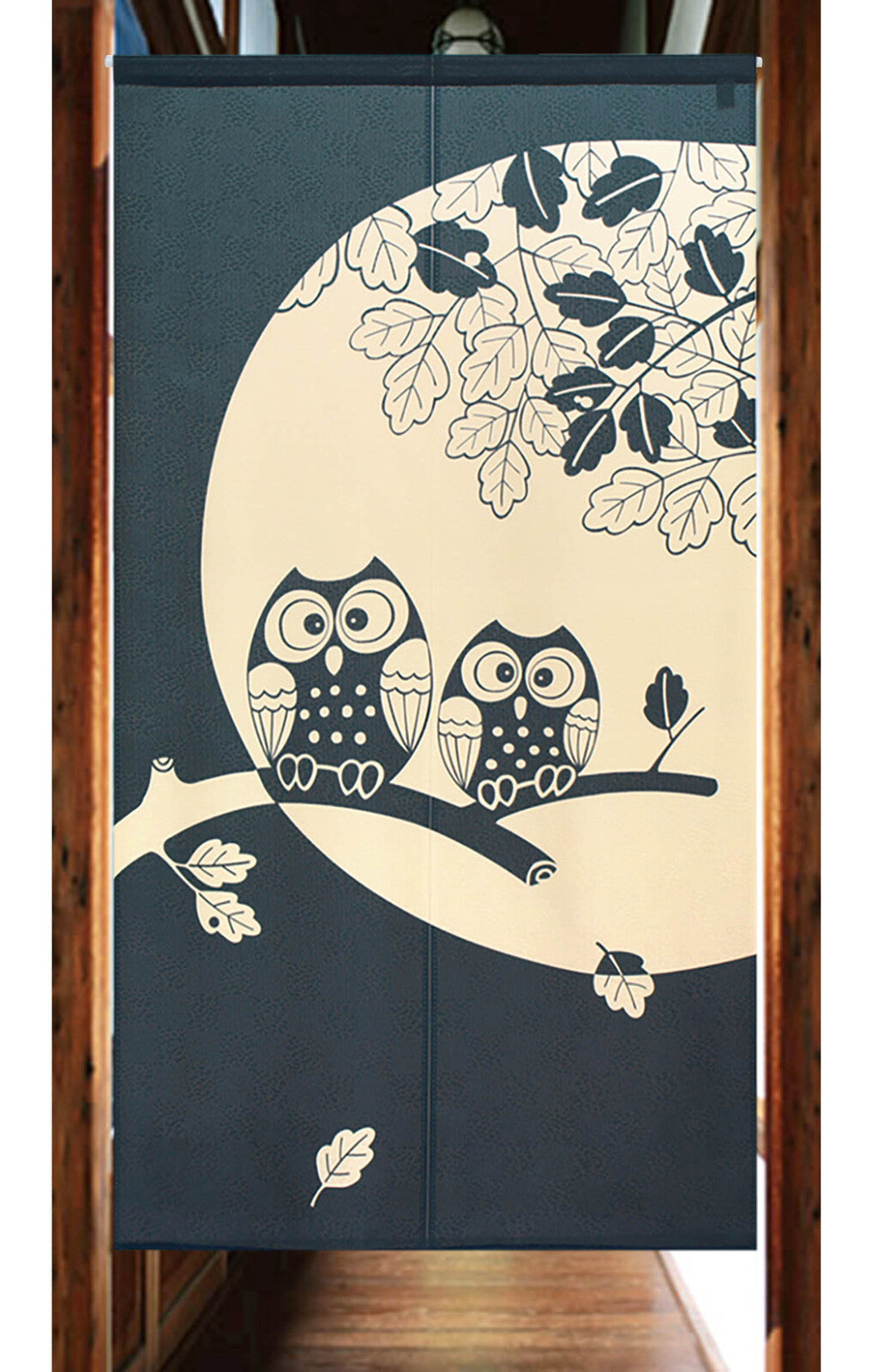 日式門簾|貓頭鷹與樹葉-家居佈置-COSMOS-七時雜貨 700zakka