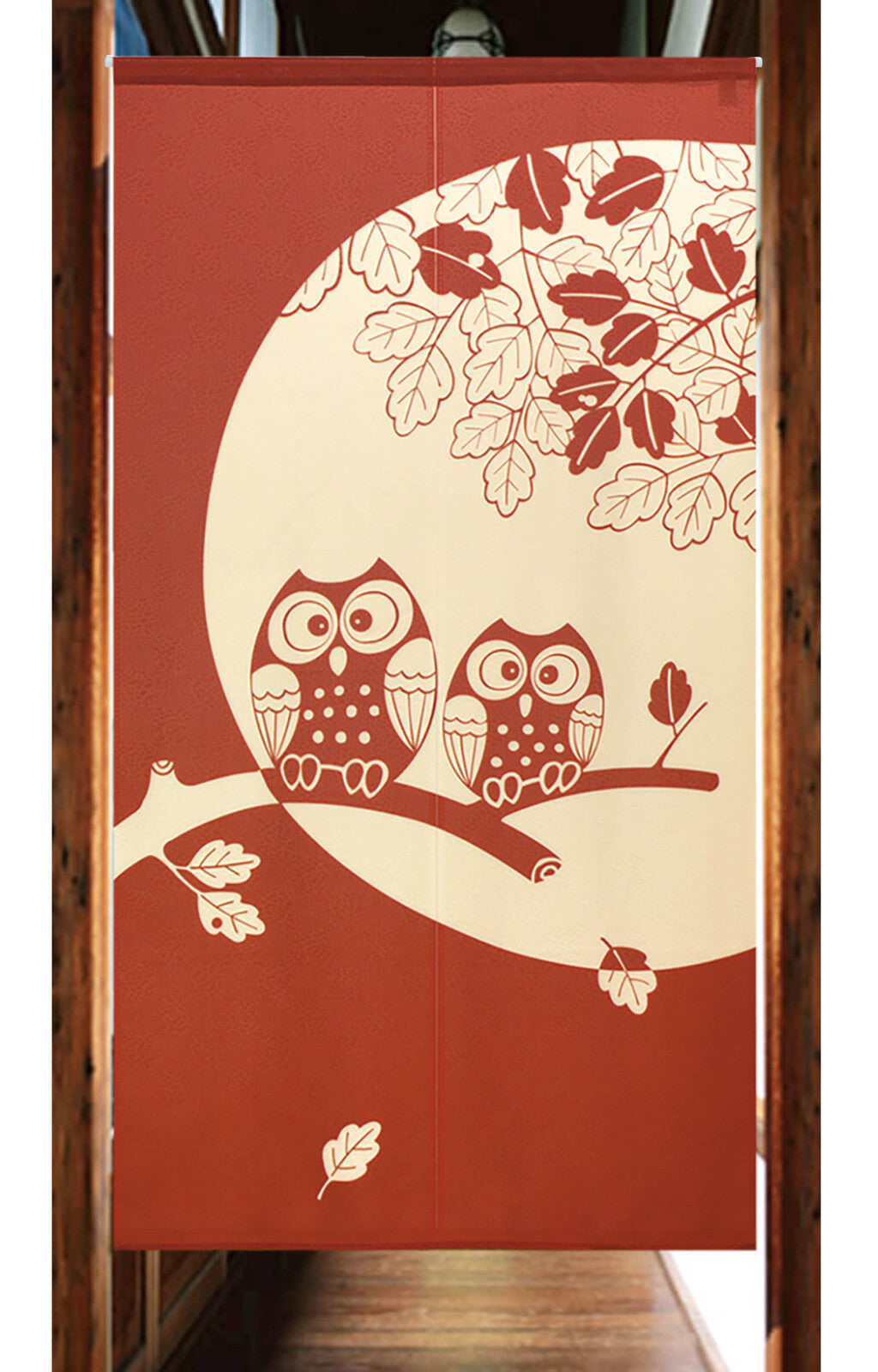 日式門簾|貓頭鷹與樹葉-家居佈置-COSMOS-七時雜貨 700zakka