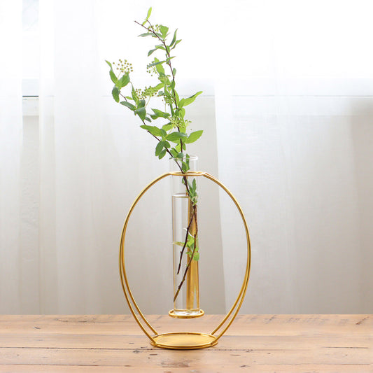 in bloom|金色圓形鐵架玻璃花器-家居佈置-Creer-七時雜貨 700zakka