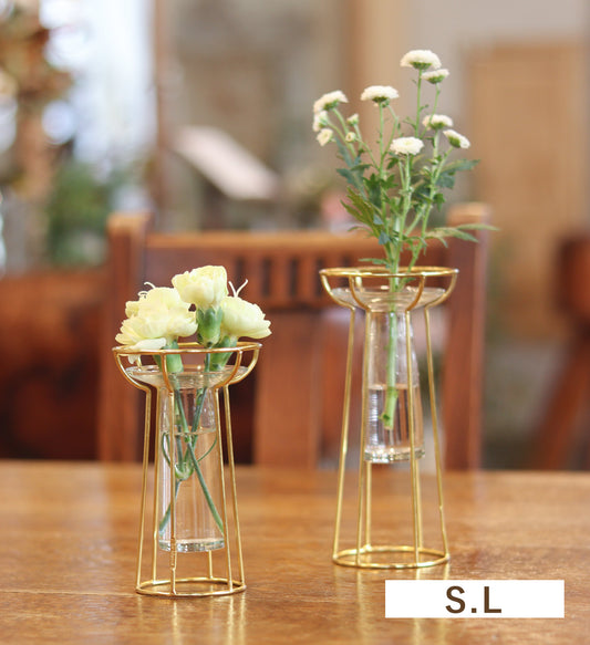 in bloom|金色鐵架懸浮感玻璃花器-家居佈置-Creer-七時雜貨 700zakka