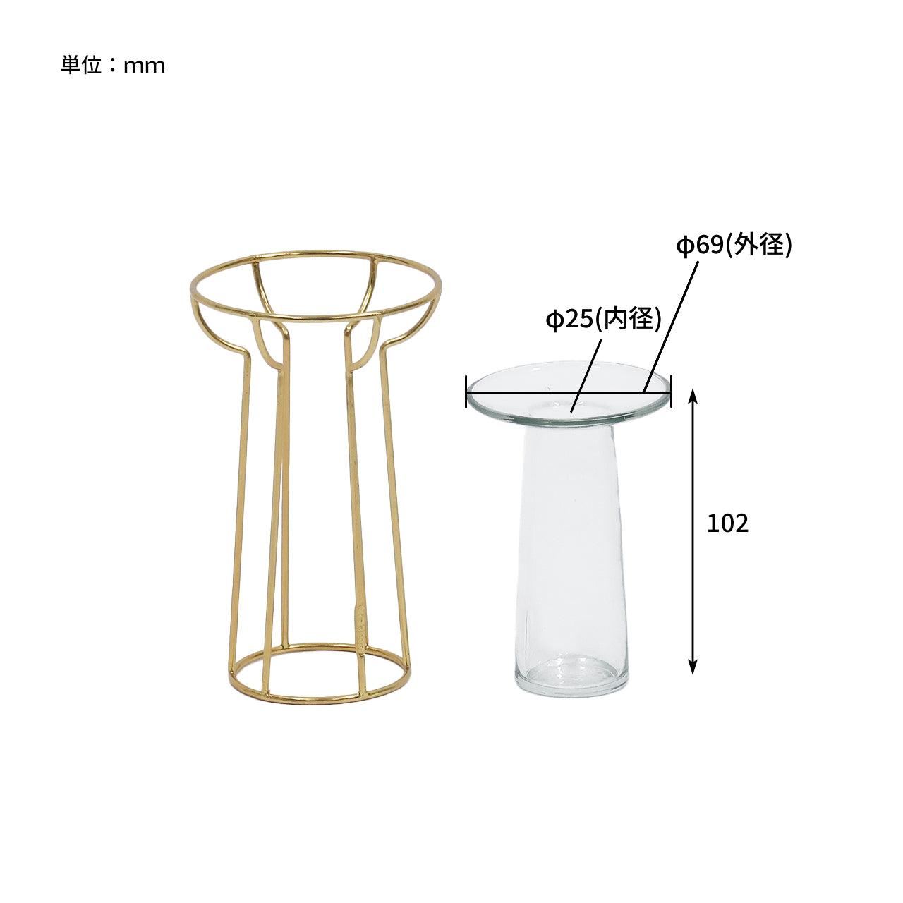 in bloom|金色鐵架懸浮感玻璃花器-家居佈置-Creer-七時雜貨 700zakka