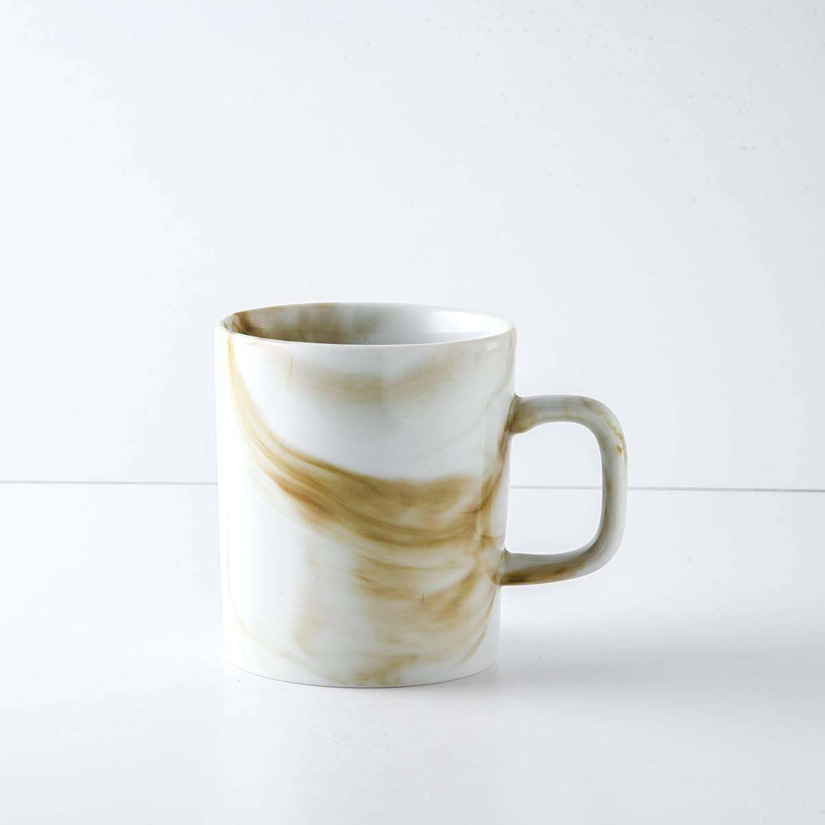 東峰窯 LUCA美濃燒大理石紋白瓷杯 棕色-杯壺器具-東峰窯-七時雜貨 700zakka
