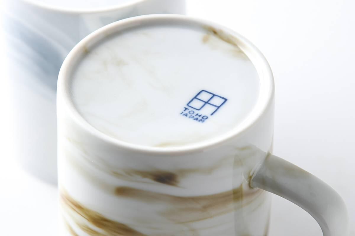 東峰窯 LUCA美濃燒大理石紋白瓷杯 棕色-杯壺器具-東峰窯-七時雜貨 700zakka