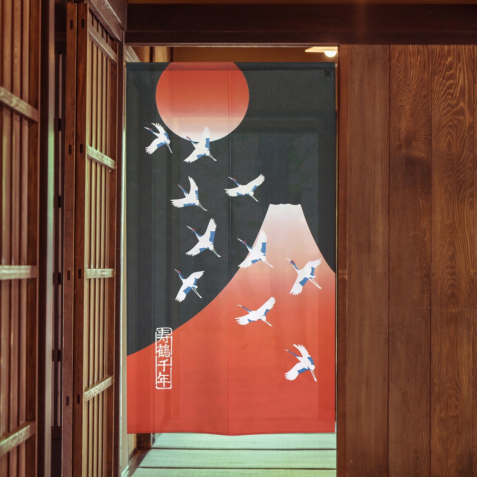 日式門簾|寿鶴千年-家居佈置-COSMOS-七時雜貨 700zakka