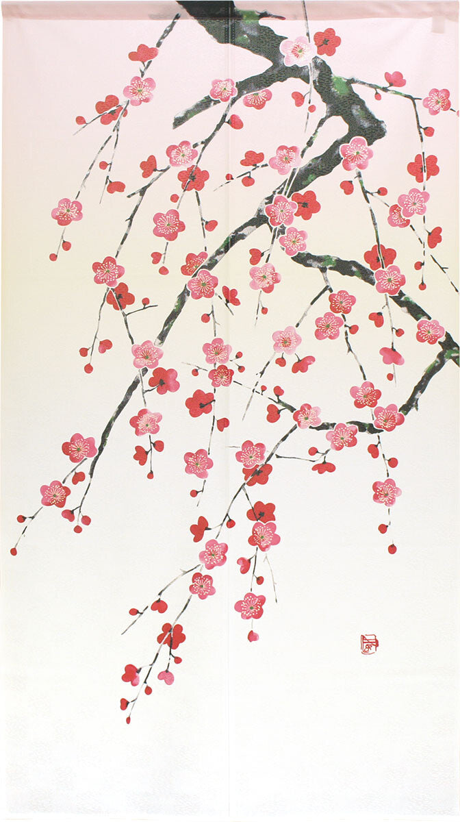 日式門簾|垂枝梅花-家居佈置-COSMOS-七時雜貨 700zakka