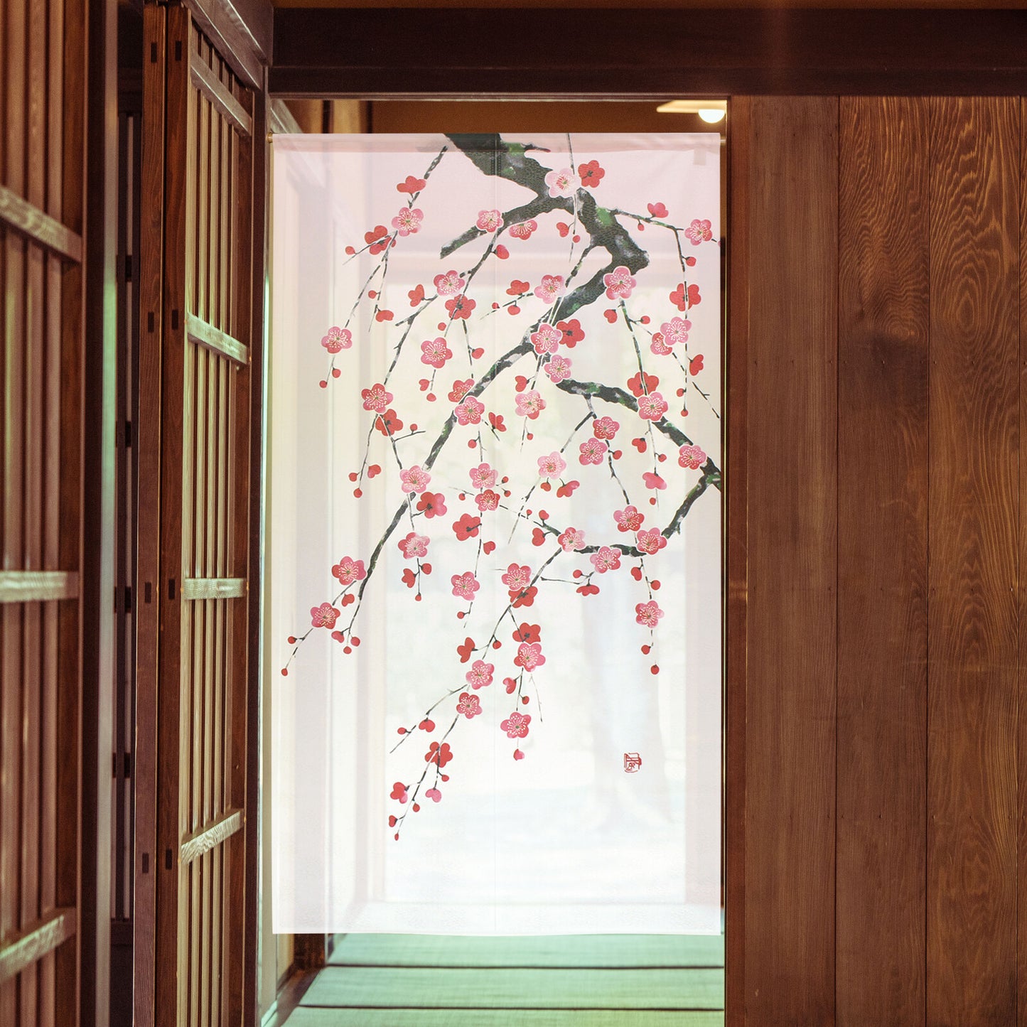 日式門簾|垂枝梅花-家居佈置-COSMOS-七時雜貨 700zakka