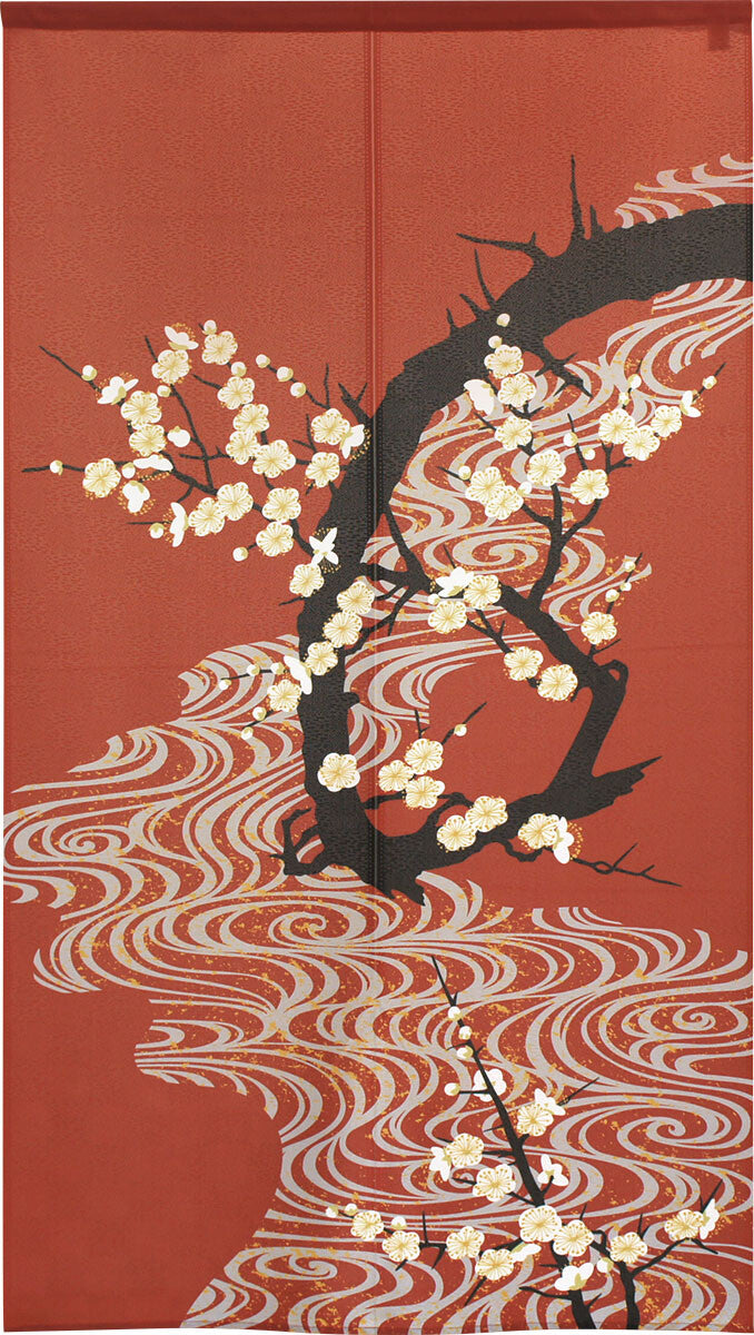 日式門簾|流水白梅-家居佈置-COSMOS-七時雜貨 700zakka