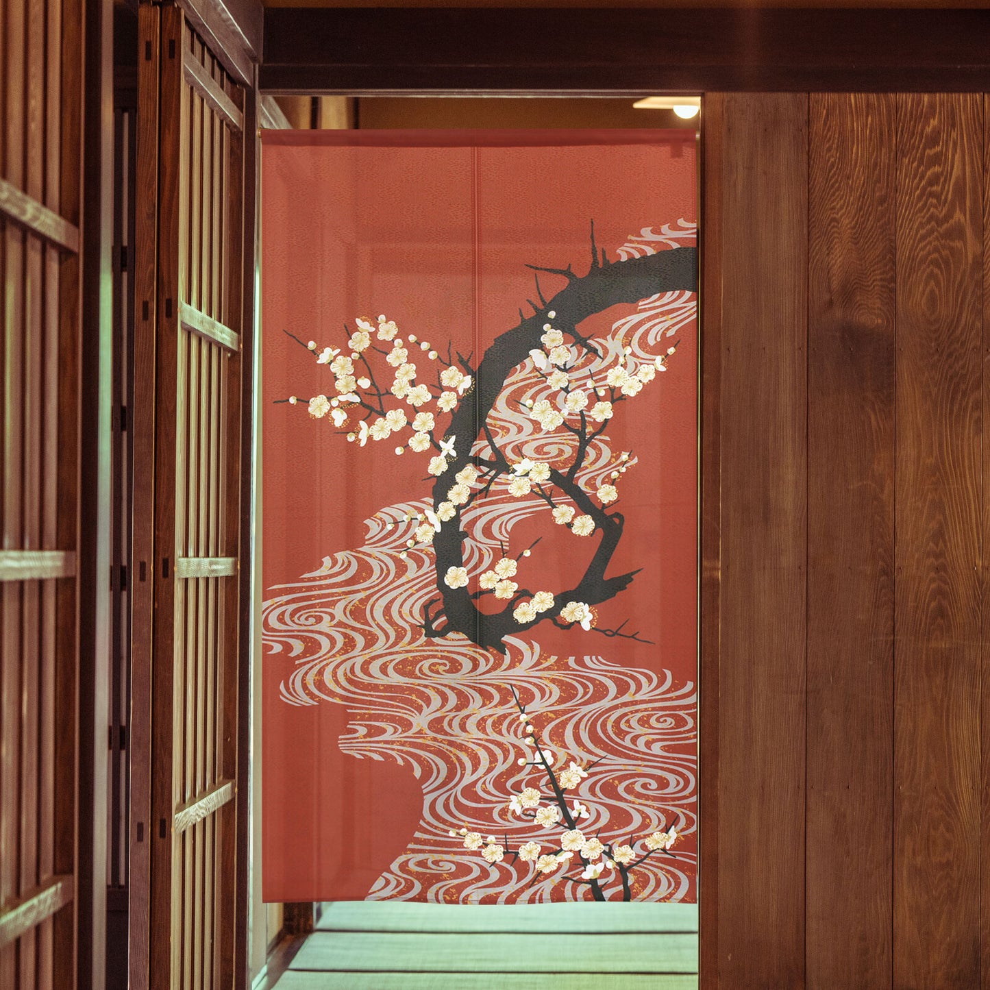 日式門簾|流水白梅-家居佈置-COSMOS-七時雜貨 700zakka