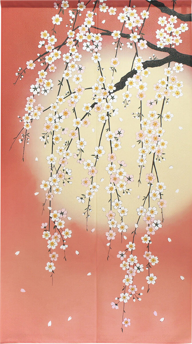 日式門簾|垂枝櫻花與月亮-家居佈置-COSMOS-七時雜貨 700zakka