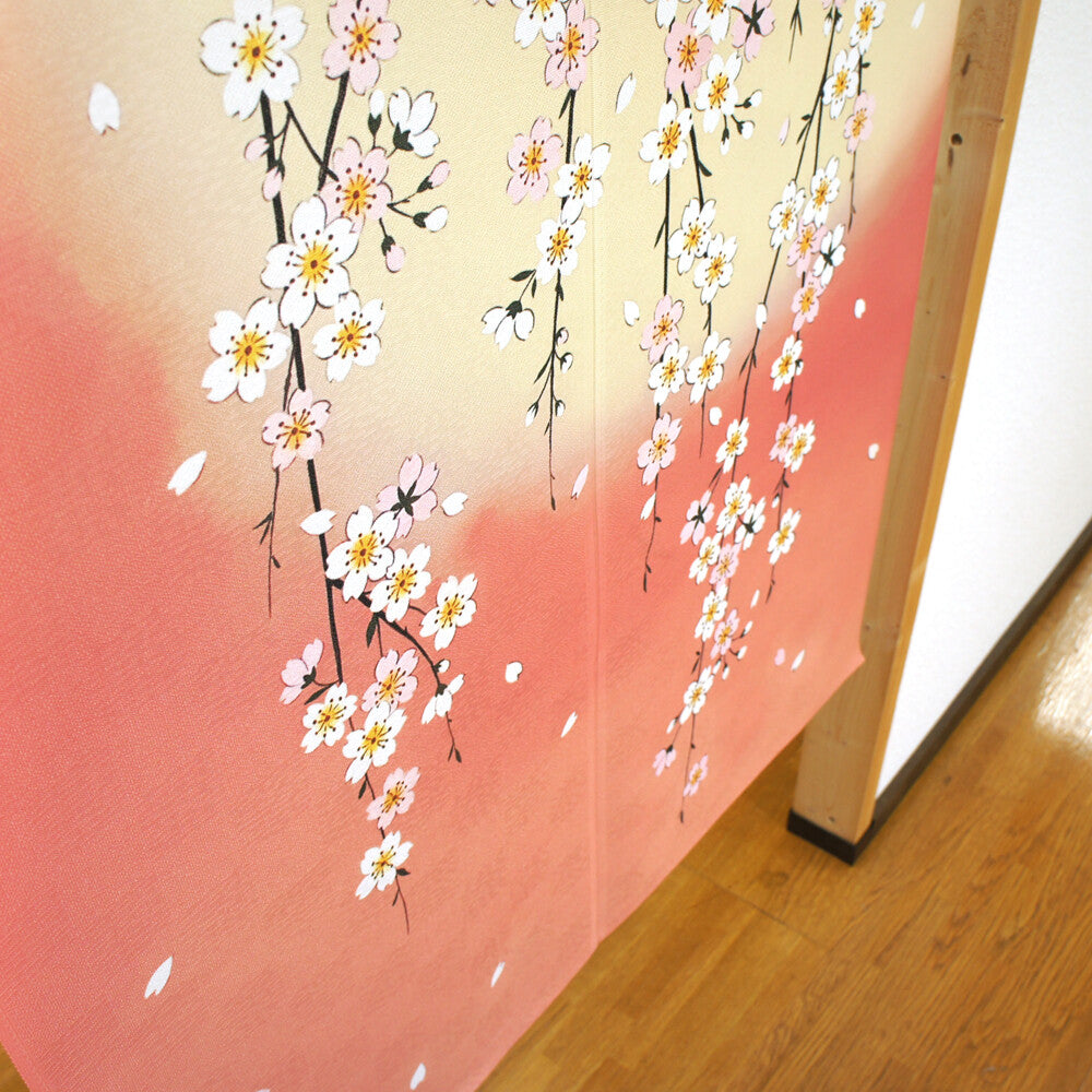 日式門簾|垂枝櫻花與月亮-家居佈置-COSMOS-七時雜貨 700zakka
