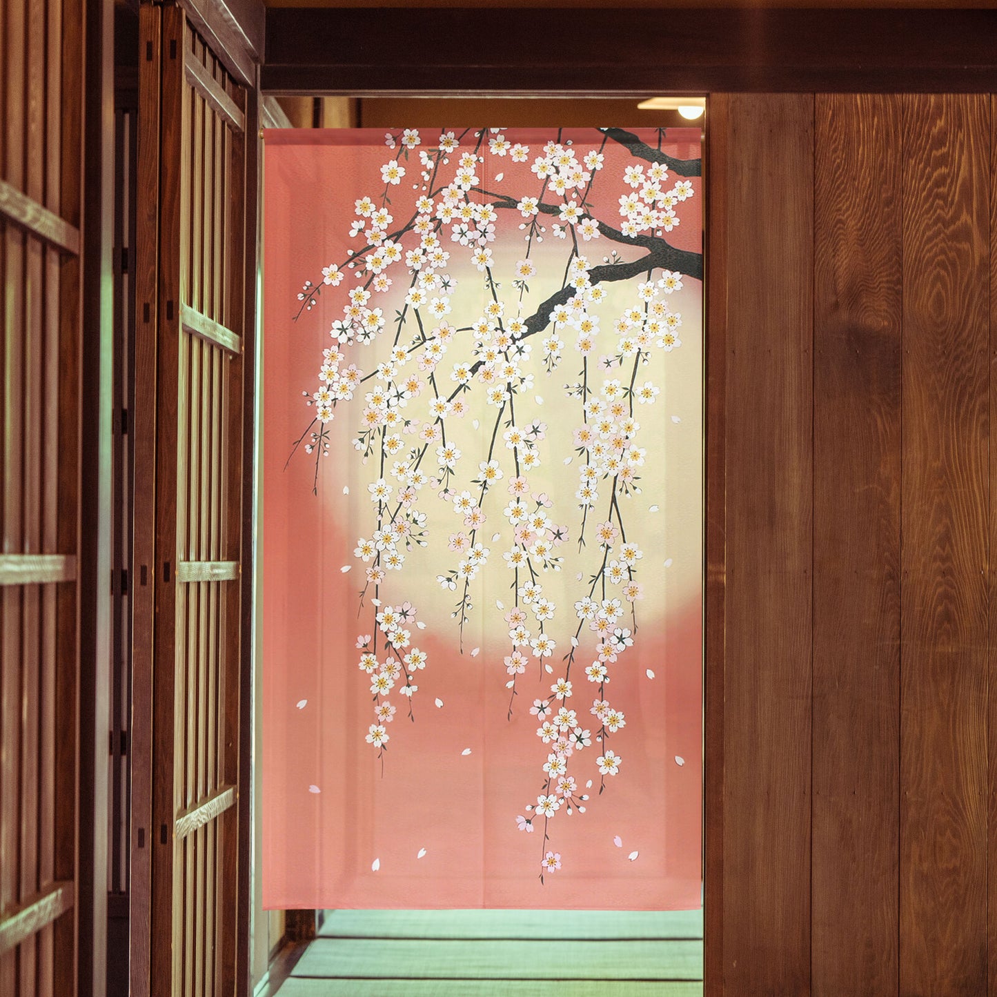 日式門簾|垂枝櫻花與月亮-家居佈置-COSMOS-七時雜貨 700zakka