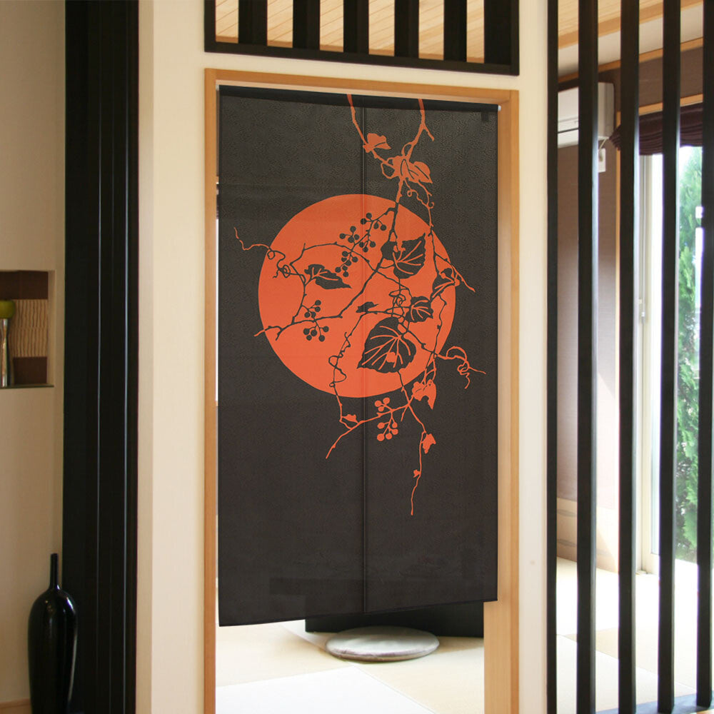 日式門簾|晚秋紅月-家居佈置-COSMOS-七時雜貨 700zakka