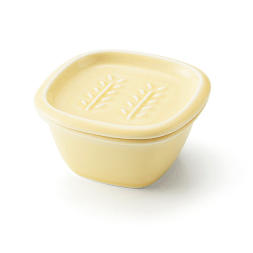 美濃燒|Crust陶瓷方形肥皂盒連碟 黃色-浴室用品-深山 miyama-七時雜貨 700zakka