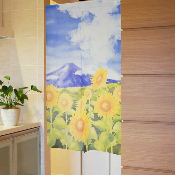 日式門簾|向日葵與富士-家居佈置-COSMOS-七時雜貨 700zakka