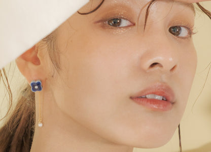 日本製MUK美濃燒小花珍珠鍊防敏感耳環 3色-MUK-半日休暇商店 Halfday Shop