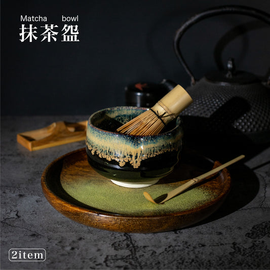 美濃燒｜天目金流抹茶碗 (木盒裝)