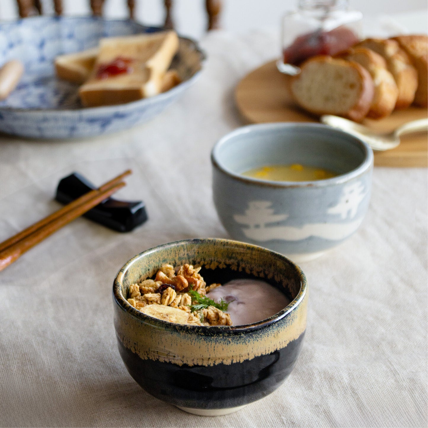 美濃燒｜鼠志野山水野点抹茶碗