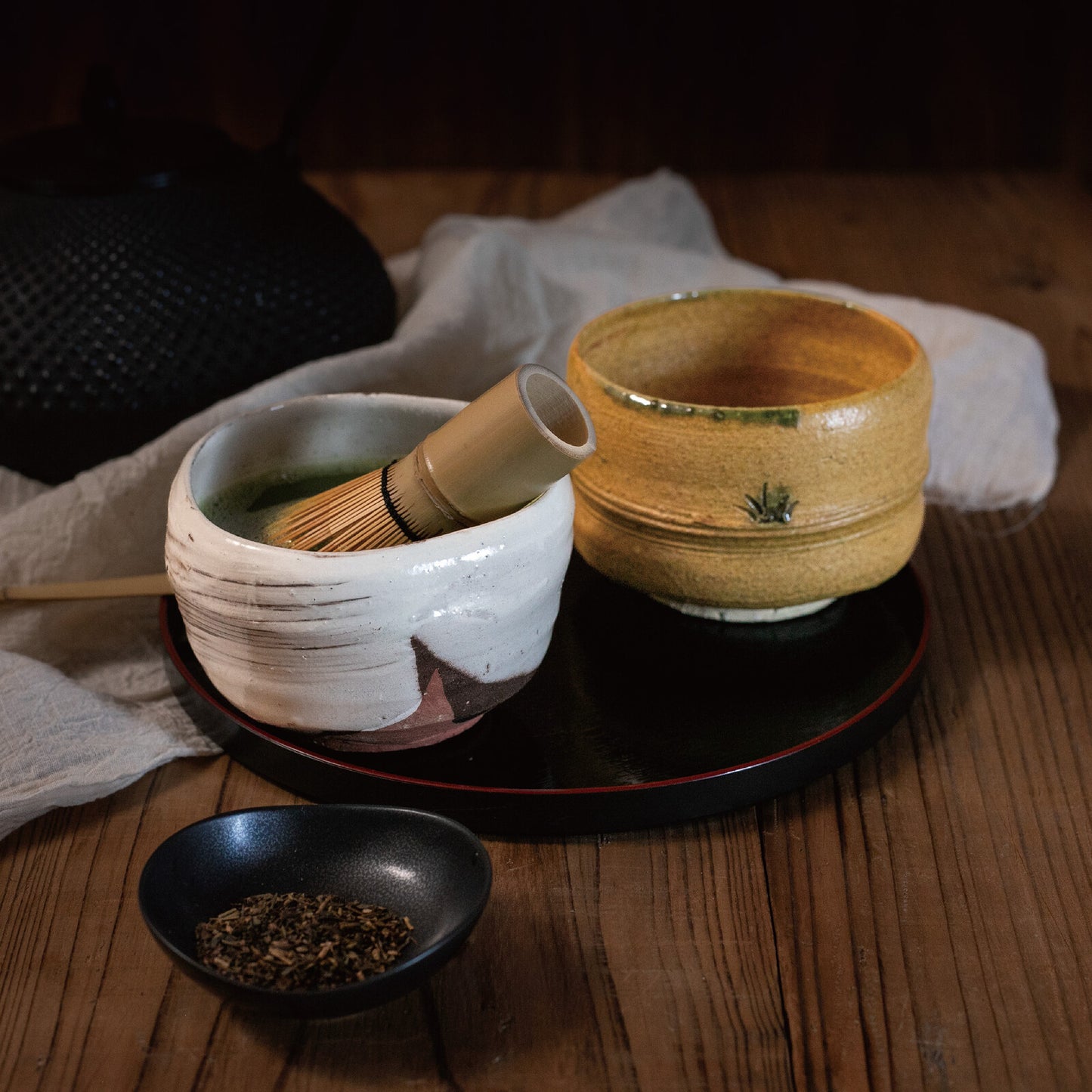 美濃燒｜桂山窯手作 黄瀬戸筒型小抹茶碗 (木箱入)