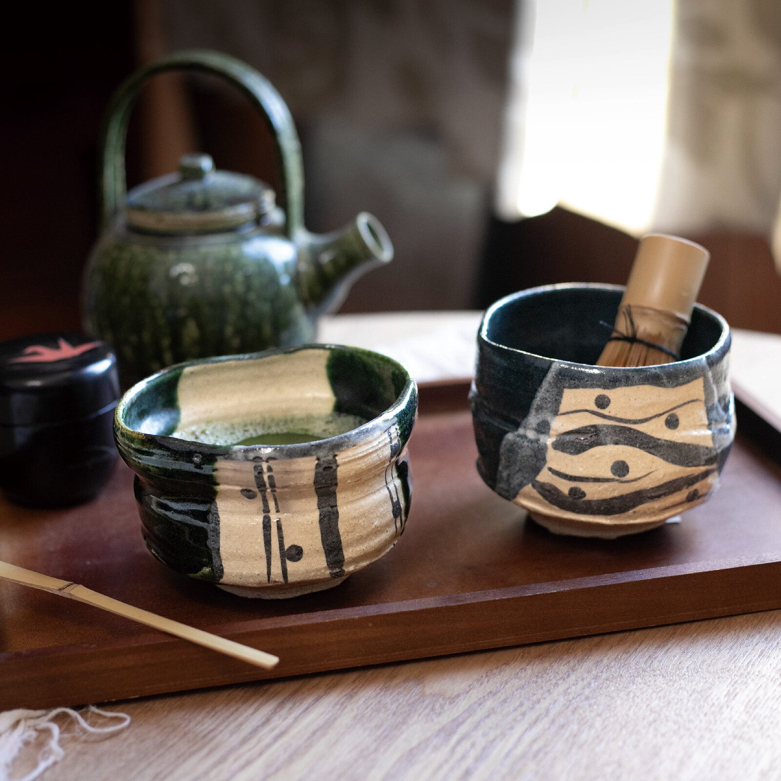 日本製美濃燒｜桂山窯手作黑織部抹茶碗(木箱入) – 七時雜貨