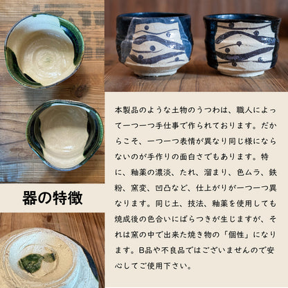 美濃燒｜桂山窯手作黑織部抹茶碗 (木箱入)