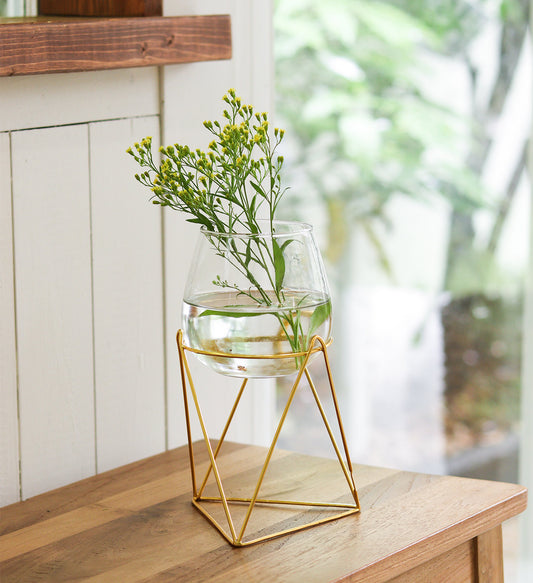 in bloom｜金色鐵支架與玻璃花器-家居佈置-Creer-七時雜貨 700zakka