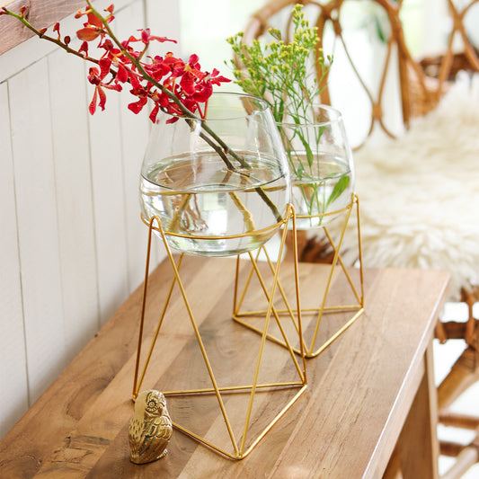 in bloom｜金色鐵支架與玻璃花器-家居佈置-Creer-七時雜貨 700zakka