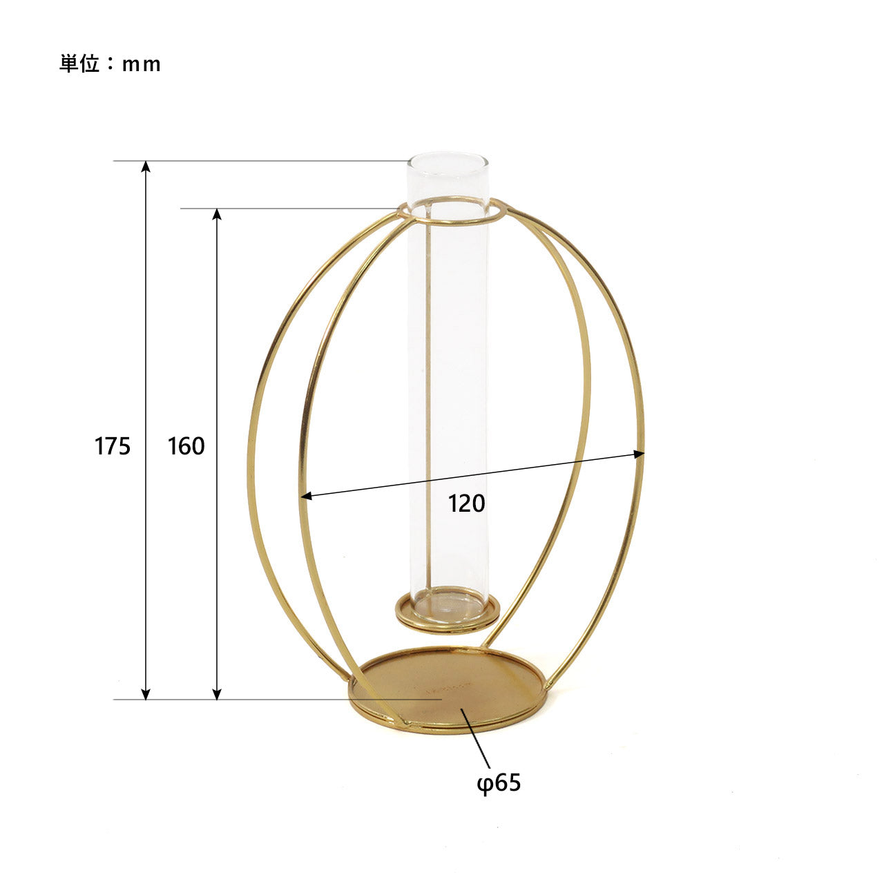 in bloom｜金色圓形鐵架玻璃花器-家居佈置-Creer-七時雜貨 700zakka