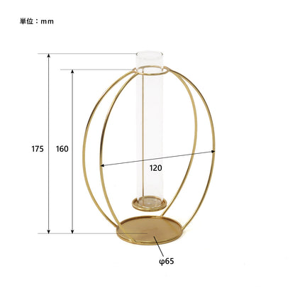 in bloom｜金色圓形鐵架玻璃花器-家居佈置-Creer-七時雜貨 700zakka