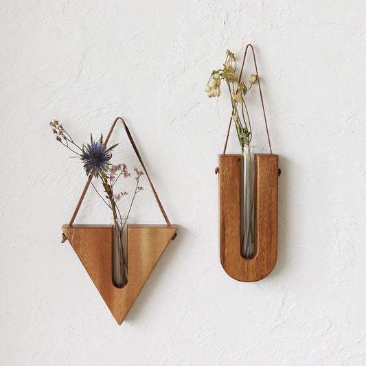 NEIN MARKE｜雨木與玻璃懸挂式花瓶 三角形/U型-家居佈置-Creer-七時雜貨 700zakka