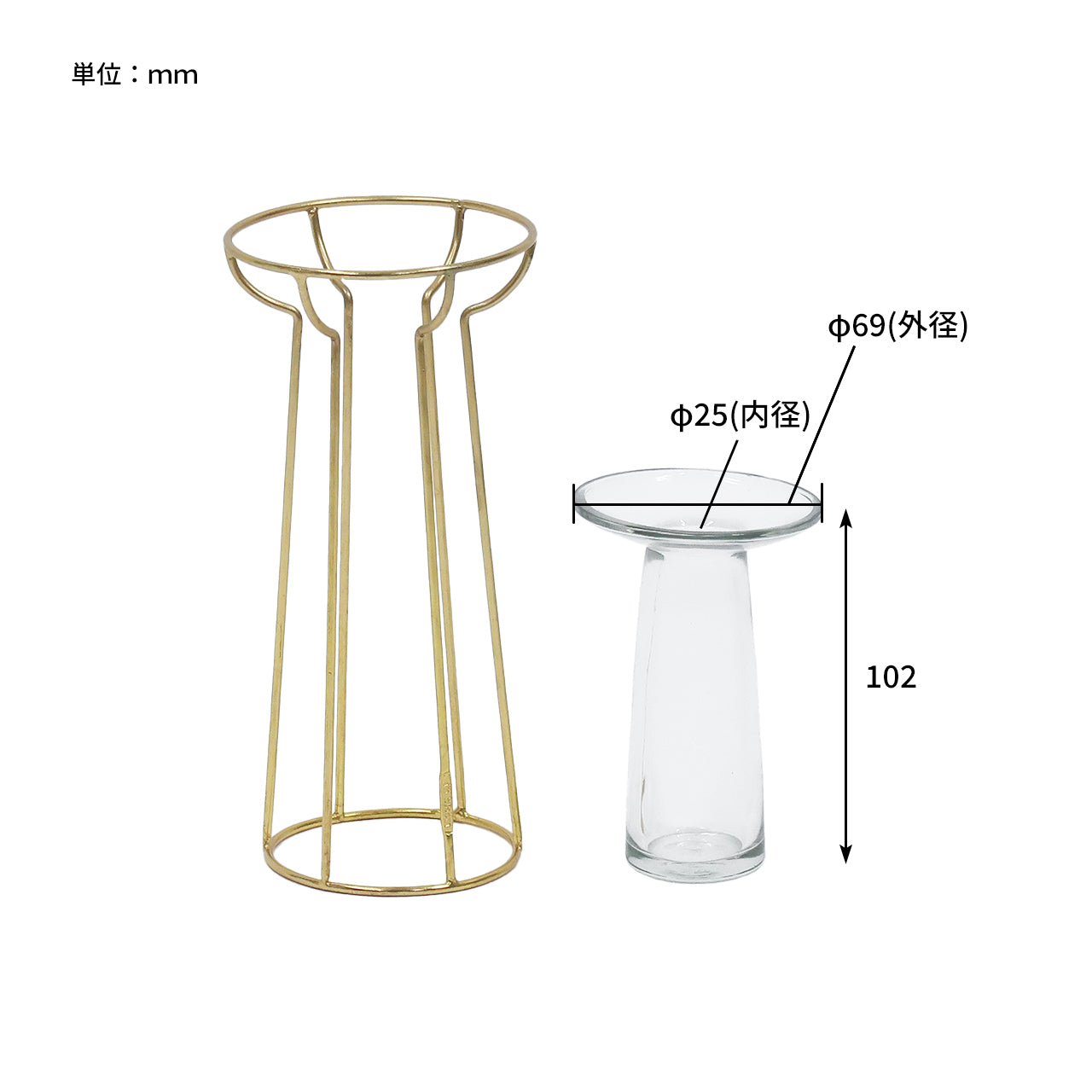 in bloom｜金色鐵架懸浮感玻璃花器-家居佈置-Creer-七時雜貨 700zakka