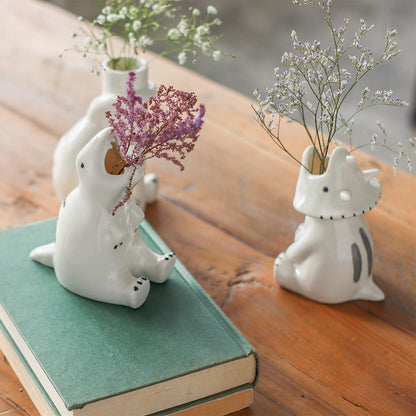 Sceneryvase｜恐龍造型白瓷花瓶/多功能收納筒-家居佈置-Creer-七時雜貨 700zakka