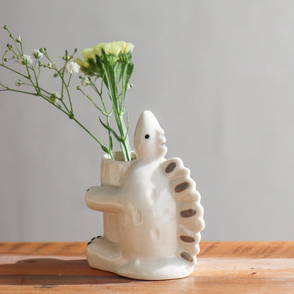 Sceneryvase｜恐龍造型白瓷花瓶/多功能收納筒-家居佈置-Creer-七時雜貨 700zakka