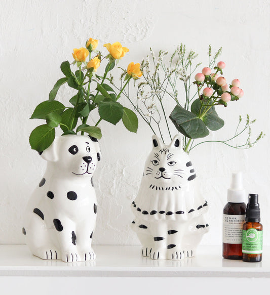 Sceneryvase｜貓狗造型白瓷花瓶/多功能收納筒-家居佈置-Creer-七時雜貨 700zakka
