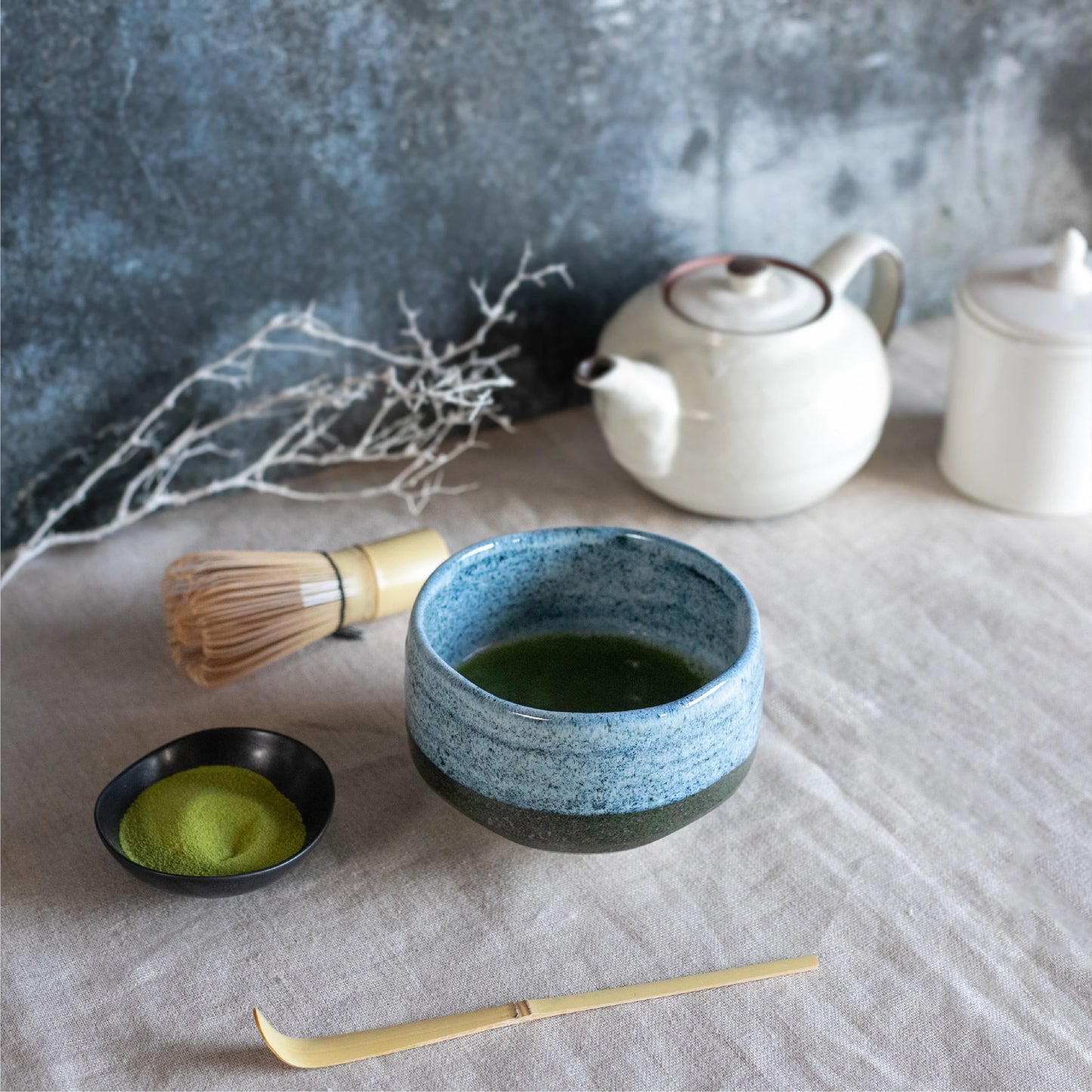 美濃燒｜山水青釉抹茶碗（木盒裝）
