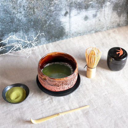 美濃燒｜飴釉紅流抹茶碗（木盒裝）