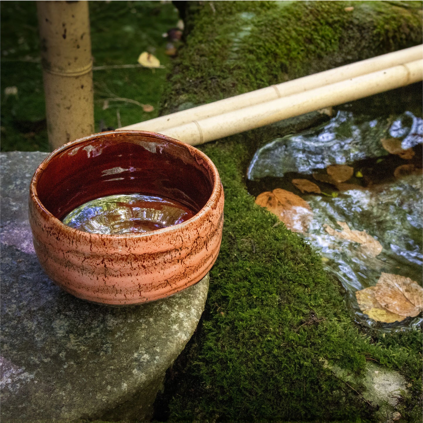 美濃燒｜飴釉紅流抹茶碗（木盒裝）